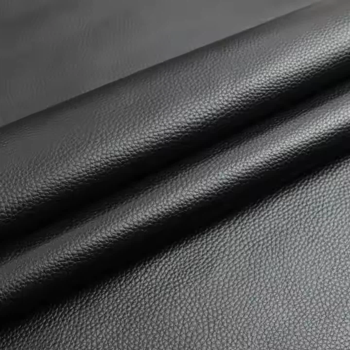 Eco Friendly Recycled Leather Nappa Pattern Black High Quality Bonded PU Leather Sheets For Bags/shoes/sofas Making