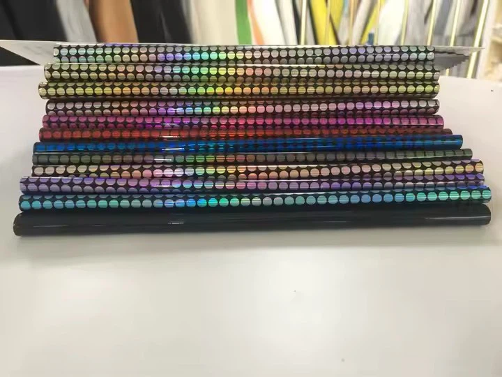 Holographic Rainbow Faux Leather Geometric Pattern Shiny Artificial Leather Environmental Protection Materials For Bags