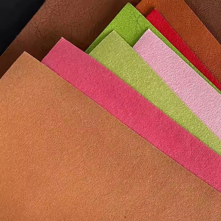 Solid Color Faux Leather Embossed Wear-Resistant Synthetic Leather Wool Back Material